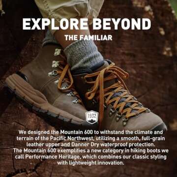 Danner Mountain 600 Hiking Boots for Women - Waterproof, Durable Suede Upper, Breathable Lining, Triple-Density Footbed & Vibram Traction Outsole