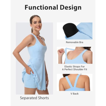 Tanou Women's Tennis Dress with Shorts for Active Wear