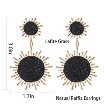 Handmade Raffia Dangle Earrings - Boho Summer Style