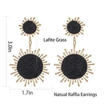 Handmade Raffia Dangle Earrings - Boho Summer Style