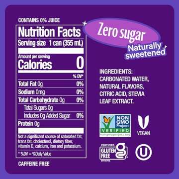 Zevia Zero Sugar Soda, Grape, 16 oz Cans (12-Pack) – Naturally Sweetened, Zero Calorie Sugar Free ...
