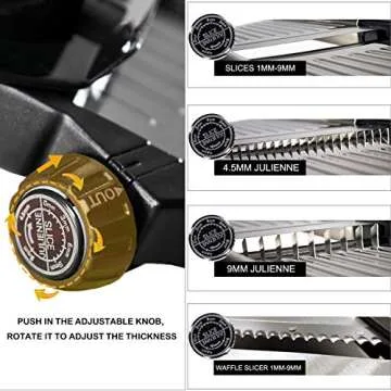 GProMe Mandoline Slicer – Adjustable Thickness Vegetable Mandolin, Fruit Potato Slicer, French Fries Cutter, Food Waffle,Julienne Grater– Sharp Stainless Steel Blades(black)