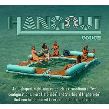BOTE Aero Inflatable Hangout Suite Couch w/MAGNEPod, Right Angle L-Shape for Pool Lake Beach Float, Adults Kids Family Friendly, 8 Foot Port Side