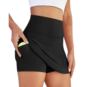 DLOODA Womens Skort Tennis Skirt - High Waisted Athletic Skirts with Pocket