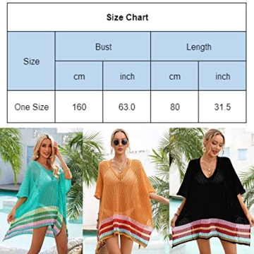 ANUWKS Womens Swimsuit Coverup Crochet Swim Cover Up with Waist Tie Pullover Knite Dress Bikini Cover Ups for Beach Pool(Black), One Size Plus