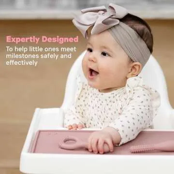 ezpz Tiny Placemat - 6 Months+ (Blush) - Non-Slip, 100% Silicone Placemat for Toddlers and Babies - Fits on Most Highchair Trays - Rolls-Up - Dishwasher Safe