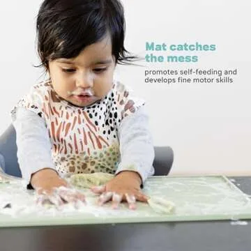 ezpz Tiny Placemat - 6 Months+ (Blush) - Non-Slip, 100% Silicone Placemat for Toddlers and Babies - Fits on Most Highchair Trays - Rolls-Up - Dishwasher Safe