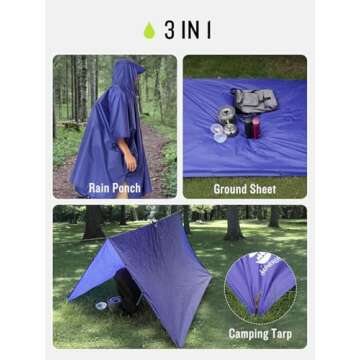 SaphiRose Extra Thick Hooded Rain Poncho Double Layer Waterproof Raincoat Jacket for Men Women Adult...