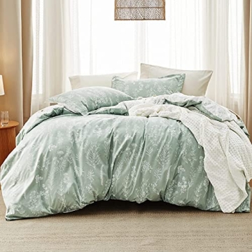 Bedsure Queen Comforter Set - Sage Green Comforter, Cute Floral Bedding Comforter Sets, 3 Pieces, 1 ...