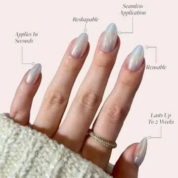 Glamnetic Press On Nails - Entranced Short Almond Holographic