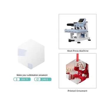 PYD Life 24 PCS Sublimation Ornament Blanks Glass 3 Inch Hexagon Ornament with Red Ribbon for DIY Crafting Personalized Home Christmas Decor Bulk