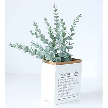 WEISPARK Artificial Eucalyptus Stems Leaves - 25pcs Real Touch Fake Eucalyptus Leaves Faux Plant Eucalyptuses Sprigs for Vase DIY Bouquet Centerpiece Wedding Home Decor (No Vase) (25pcs)