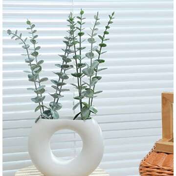 WEISPARK Artificial Eucalyptus Stems Leaves - 25pcs Real Touch Fake Eucalyptus Leaves Faux Plant Eucalyptuses Sprigs for Vase DIY Bouquet Centerpiece Wedding Home Decor (No Vase) (25pcs)