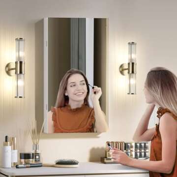 ECOBRT Glass Rods Wall Light Fixture Indoor Antique Bronze Bathroom Vanity Lights Fixtures Beside Mi...