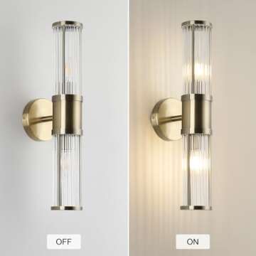 ECOBRT Glass Rods Wall Light Fixture Indoor Antique Bronze Bathroom Vanity Lights Fixtures Beside Mirror Lighting Lamps Up and Down Wall Mounted Light E12 Socket