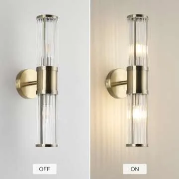 ECOBRT Glass Rods Wall Light Fixture Indoor Antique Bronze Bathroom Vanity Lights Fixtures Beside Mirror Lighting Lamps Up and Down Wall Mounted Light E12 Socket