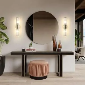 ECOBRT Glass Rods Wall Light Fixture Indoor Antique Bronze Bathroom Vanity Lights Fixtures Beside Mirror Lighting Lamps Up and Down Wall Mounted Light E12 Socket