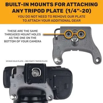 SPIDER HOLSTER – SpiderPro DSLR Camera Plate for Any Spider Camera Holster Constructed from Durable Stainless Steel & Aluminum with Anti-Slip Pads – 1/4" x20 Mounts for Any Tripod Adapter Plate