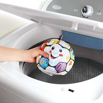 Fisher-Price Baby Learning Toy Laugh & Learn Singin’ Soccer Ball Musical Plush with Sounds & Phrases for Infants Ages 6+ Months