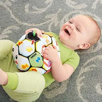 Fisher-Price Baby Learning Toy Laugh & Learn Singin’ Soccer Ball Musical Plush with Sounds & Phrases for Infants Ages 6+ Months