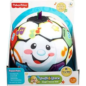 Fisher-Price Baby Learning Toy Laugh & Learn Singin’ Soccer Ball Musical Plush with Sounds & Phrases for Infants Ages 6+ Months