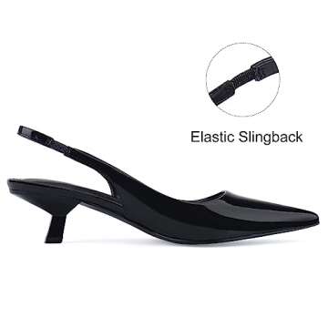 JENN ARDOR Womens Kitten Heels Closed Pointed Toe Elastic Slingback Sexy Low Heels Bridal Wedding Guest Dress Prom Pumps Shoes