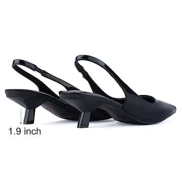 JENN ARDOR Womens Kitten Heels Closed Pointed Toe Elastic Slingback Sexy Low Heels Bridal Wedding Guest Dress Prom Pumps Shoes