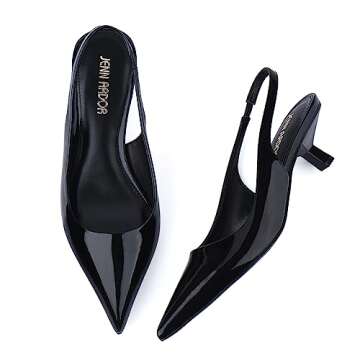 JENN ARDOR Womens Kitten Heels Closed Pointed Toe Elastic Slingback Sexy Low Heels Bridal Wedding Guest Dress Prom Pumps Shoes