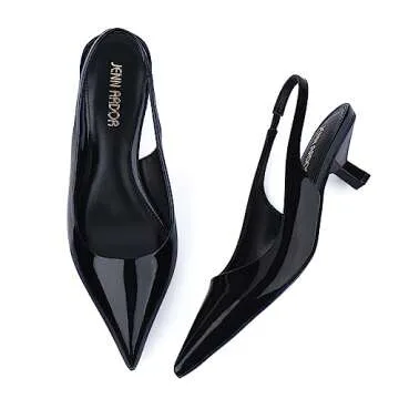 JENN ARDOR Womens Kitten Heels Closed Pointed Toe Elastic Slingback Sexy Low Heels Bridal Wedding Guest Dress Prom Pumps Shoes