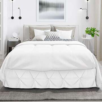 Nestl White Bed Skirt King Size, Pinch Pleat King Bed Skirt, 14" Inch Drop King Bedskirt, Hotel Qual...