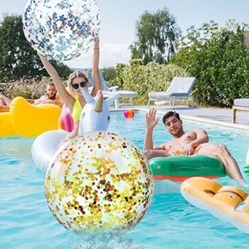 Civaner Glitter Beach Balls - 10 Inflatable Summer Fun
