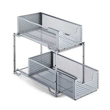 Stackable Under Sink Organizer with Sliding Drawer Silver