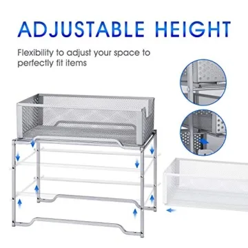 Stackable Under Sink Organizer with Sliding Drawer Silver