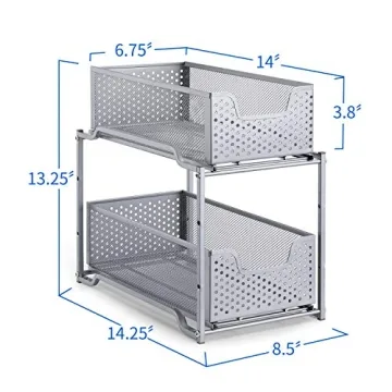 Stackable Under Sink Organizer with Sliding Drawer Silver