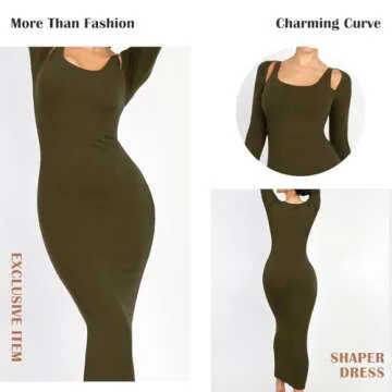 Lover-Beauty Long Sleeve Dress for Women Cut Out Off Shoulder Maxi Bodycon Dress Built in Bra Formal Wedding Guest Dress