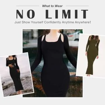 Lover-Beauty Long Sleeve Dress for Women Cut Out Off Shoulder Maxi Bodycon Dress Built in Bra Formal Wedding Guest Dress