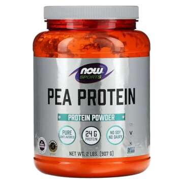 NOW Foods Sports Nutrition, Pea Protein 24 g, Fast Absorbing, Unflavored Powder, 2-Pound