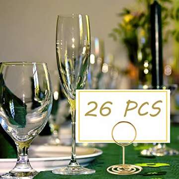 26Pcs Table Number Holders, Place Card Holders, Wire Picture Holders, Small Table Card Holders, Photo Holders for Centerpieces, Wedding Reception, Party, Birthday (Gold)