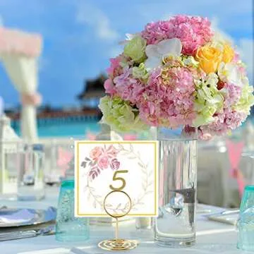 26Pcs Table Number Holders, Place Card Holders, Wire Picture Holders, Small Table Card Holders, Photo Holders for Centerpieces, Wedding Reception, Party, Birthday (Gold)