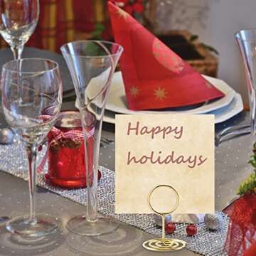 26Pcs Table Number Holders, Place Card Holders, Wire Picture Holders, Small Table Card Holders, Photo Holders for Centerpieces, Wedding Reception, Party, Birthday (Gold)