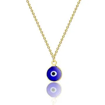 Tasiso Glass Evil Eye Necklace for Women Turkish Blue Glass Evil Eye Pendant Necklace Nazar Protection Necklace Minimalist Jewelry