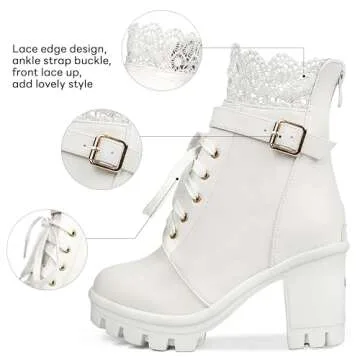 BEAUPAS Women's Stylish Chunky Heel Ankle Boots