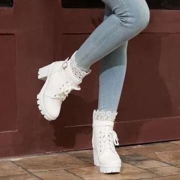 BEAUPAS Women's Stylish Chunky Heel Ankle Boots