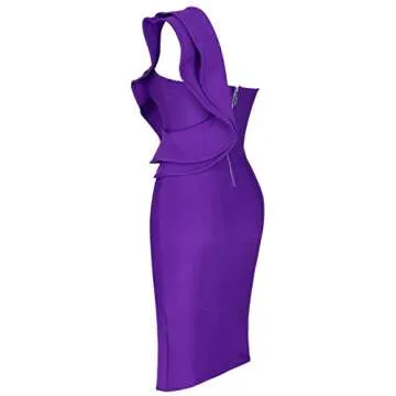 UONBOX Women's One Shoulder Sleeveless Knee Length Side Split Fashion Bandage Dress