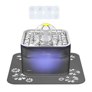 Crystal Cat Water Fountain with LED Light and Filters