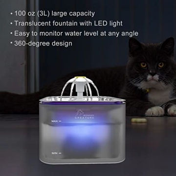 Crystal Cat Water Fountain with LED Light and Filters