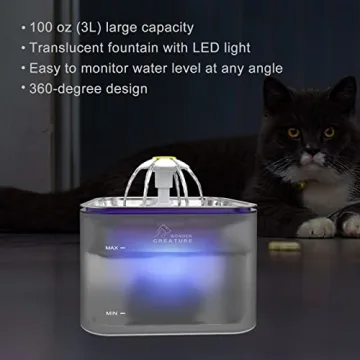 Crystal Cat Water Fountain with LED Light and Filters