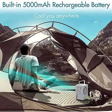 Portable Air Cooler, Rechargeable Battery Operated Evaporative Air Cooler, Auto Oscillation 700ml Water Tank, Perfect for Home Bedroom Office Outdoor
