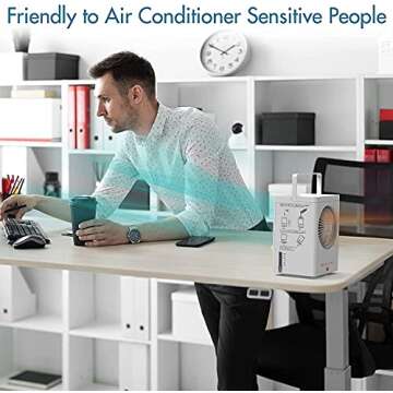 Portable Air Cooler, Rechargeable Battery Operated Evaporative Air Cooler, Auto Oscillation 700ml Water Tank, Perfect for Home Bedroom Office Outdoor