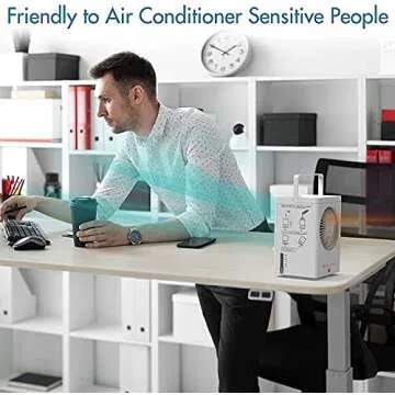 Portable Air Cooler, Rechargeable Battery Operated Evaporative Air Cooler, Auto Oscillation 700ml Water Tank, Perfect for Home Bedroom Office Outdoor